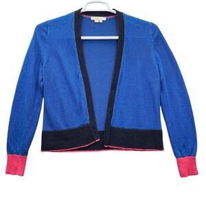 Boden Open Front Linen Cardigan Preppy Classy Office Sz 8 Multicolored
